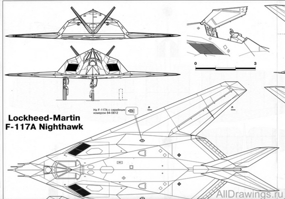 Lockheed F-117 чертежи (рисунки) самолета